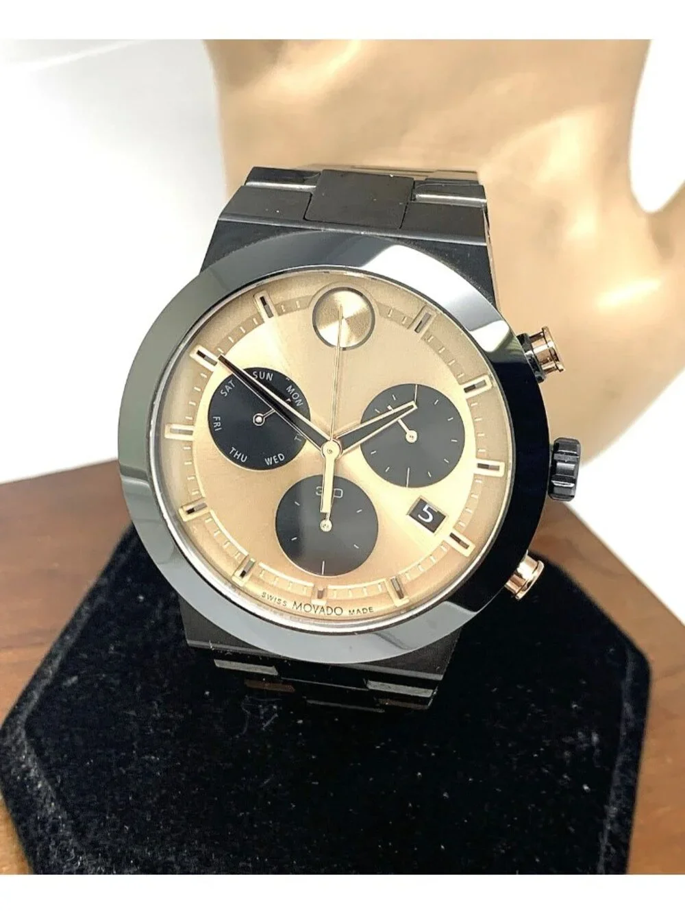 Movado Men's Watch 3600897 Bold Swiss Quartz Chronograph Black Steel 44.5mm